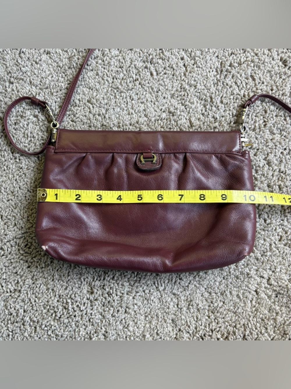 Vintage Etienne Aigner Burgundy Leather Crossbody/Clutch Bag - Picture 9 of 10